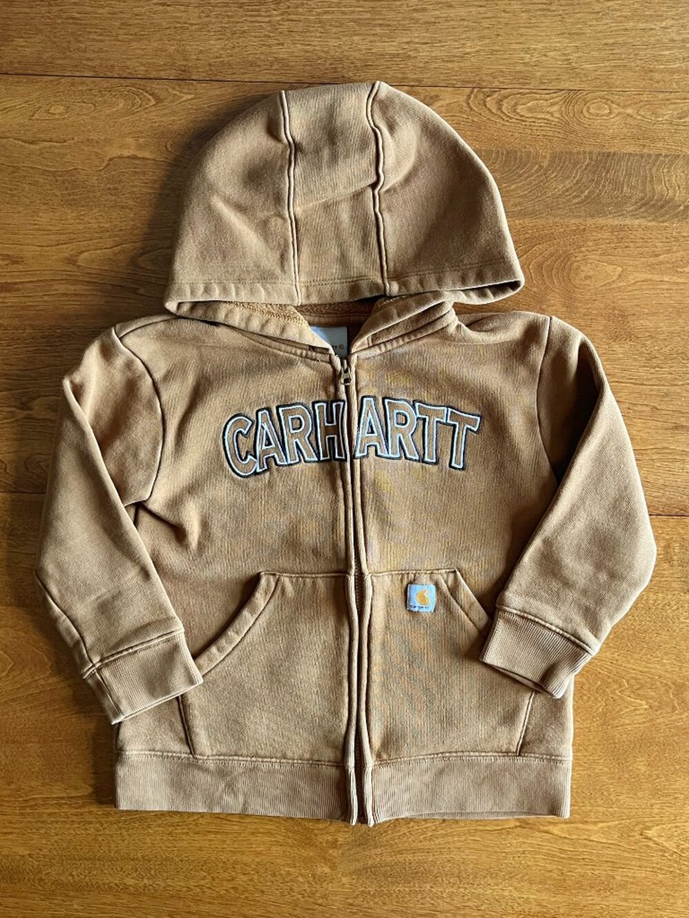 Carhartt tan lettering hoodie 4T